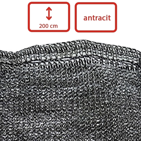 Obrázek z Stínící úplet antracit, výška 200 cm, role 10 m, 85% stínivost, 150g/m2