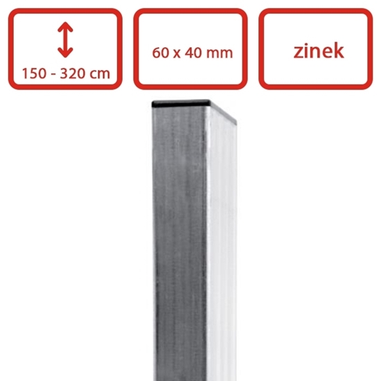 Obrázek z Čtyřhranný pozinkovaný sloupek 60 x 40 mm