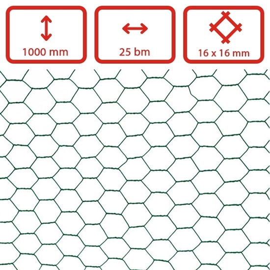 Obrázek z Šestihranné chovatelské pletivo pozinkované a poplastované oko 16 mm