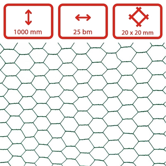 Obrázek z Šestihranné chovatelské pletivo pozinkované a poplastované oko 20 mm